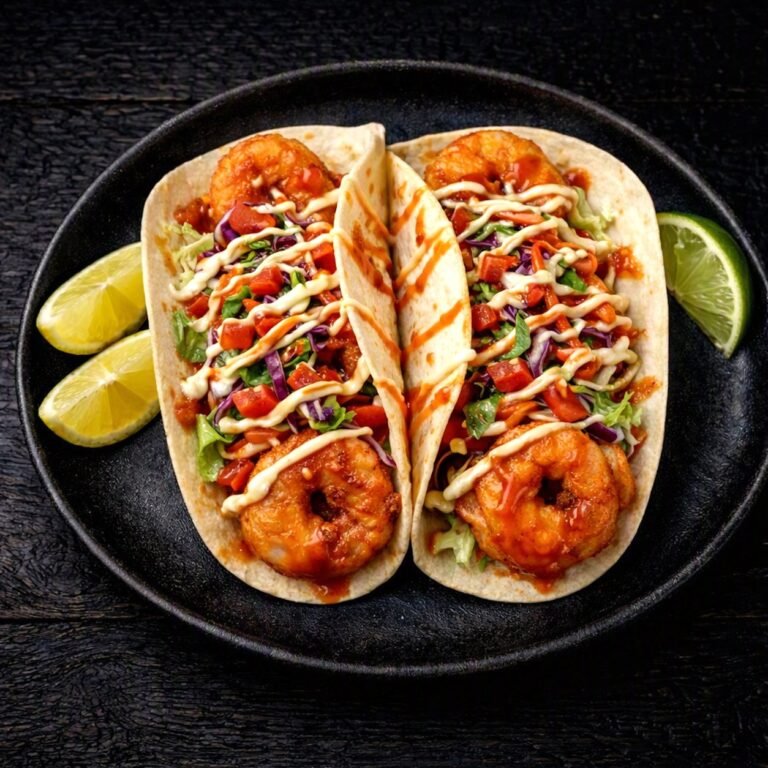 Buffalo shrimp tacos with chipotle mayo