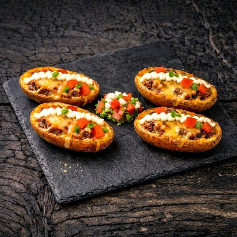 Mexican potato skins loaded with cheese and jalapeños